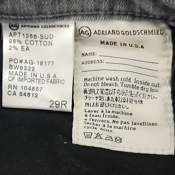 AG Adriano Goldshmied The Stevie Slim Straight Jeans Gray sz 29R - Picture 8 of 10